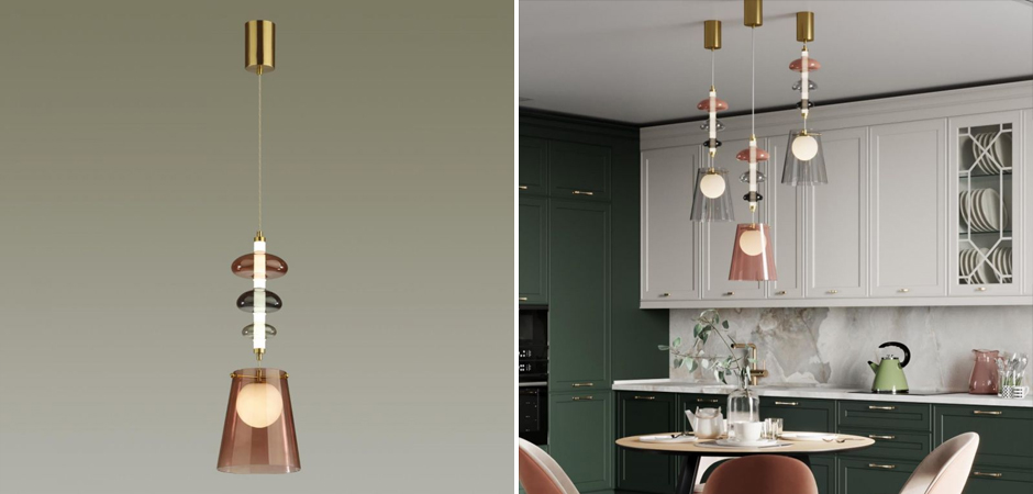 Подвесной светильник Contemporan Pink с цветным стеклом Подвесной светильник Contemporan Pink с цветным стеклом - Loft-Concept в Костроме