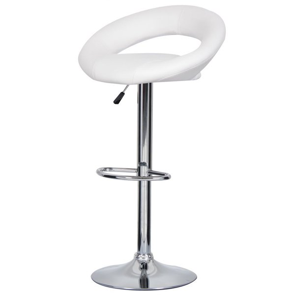 Барный стул Ring Dark White Хром Белый Барный стул Ring Dark White Хром Белый в Костроме | Loft Concept