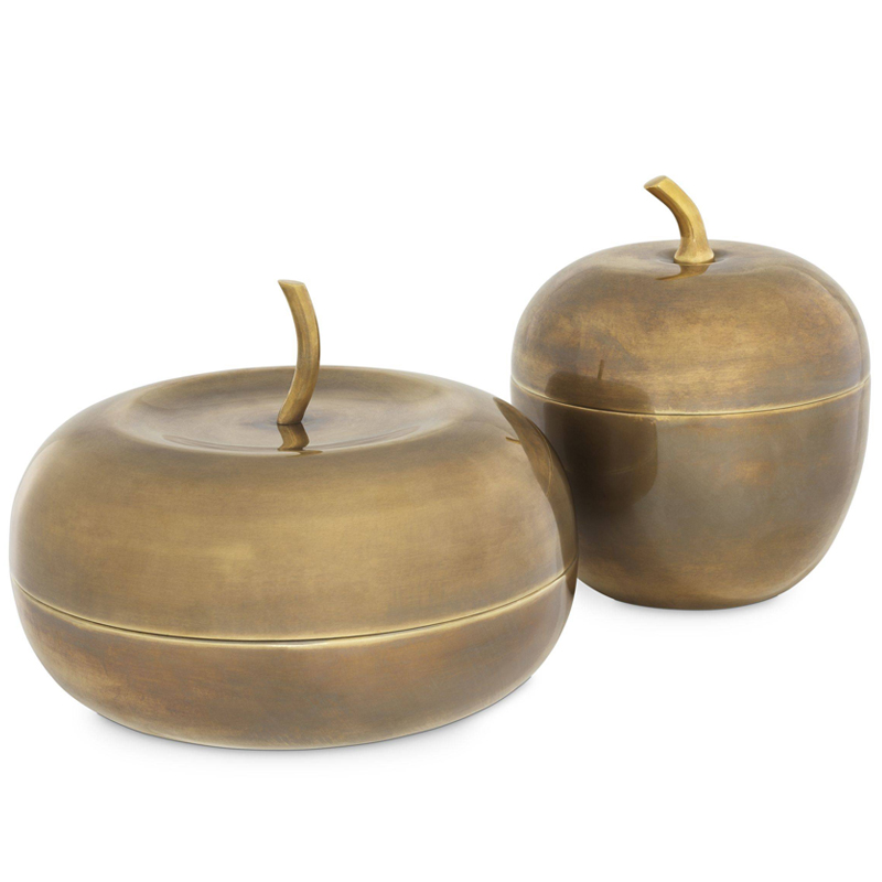 Комплект шкатулок Eichholtz Box Apple Set of 2 brass Винтажная латунь Комплект шкатулок Eichholtz Box Apple Set of 2 brass Винтажная латунь в Костроме | Loft Concept