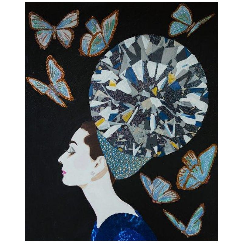 Картина Audrey with Diamond Headdress, Butterflies, and Black Background Мульти Картина Audrey with Diamond Headdress, Butterflies, and Black Background Мульти в Костроме | Loft Concept