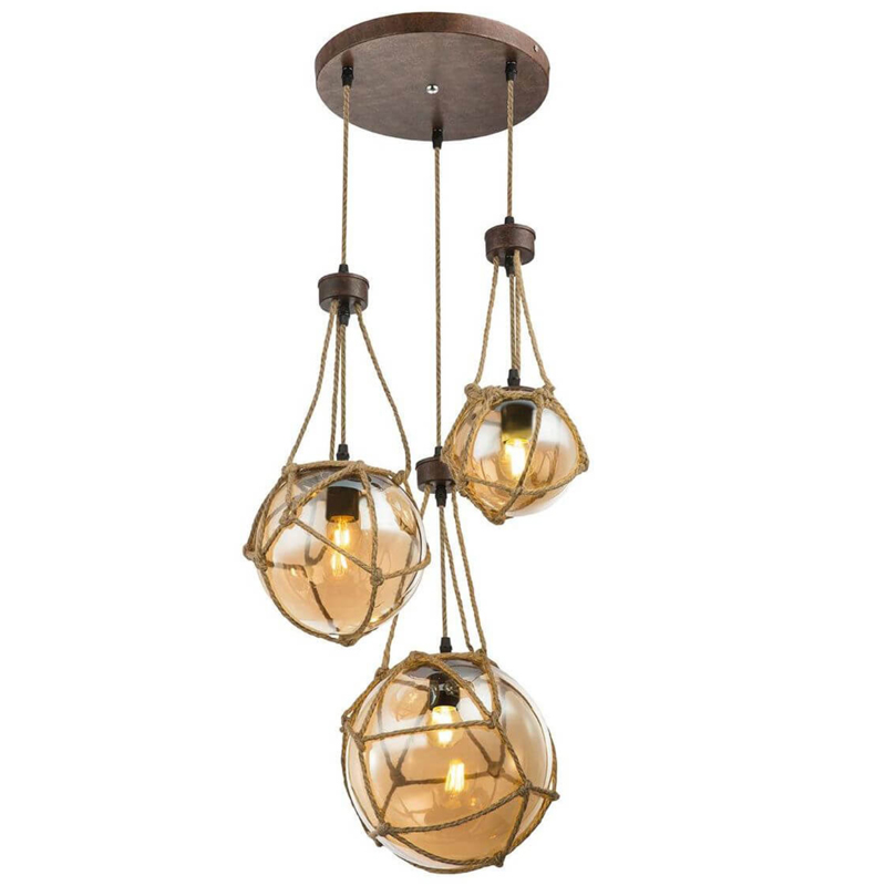 Светильник LOFT ROPE Three Balls Черный Коричневый Светильник LOFT ROPE Three Balls Черный Коричневый в Костроме | Loft Concept