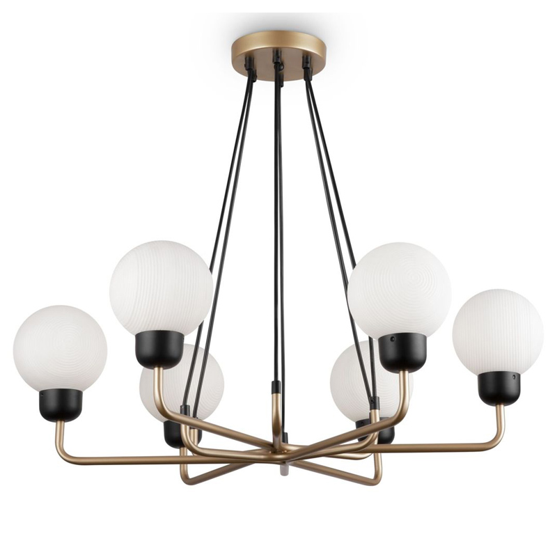 Люстра Andresa Chandelier 6 Balls Золотой Белое матовое стекло Люстра Andresa Chandelier 6 Balls Золотой Белое матовое стекло в Костроме | Loft Concept