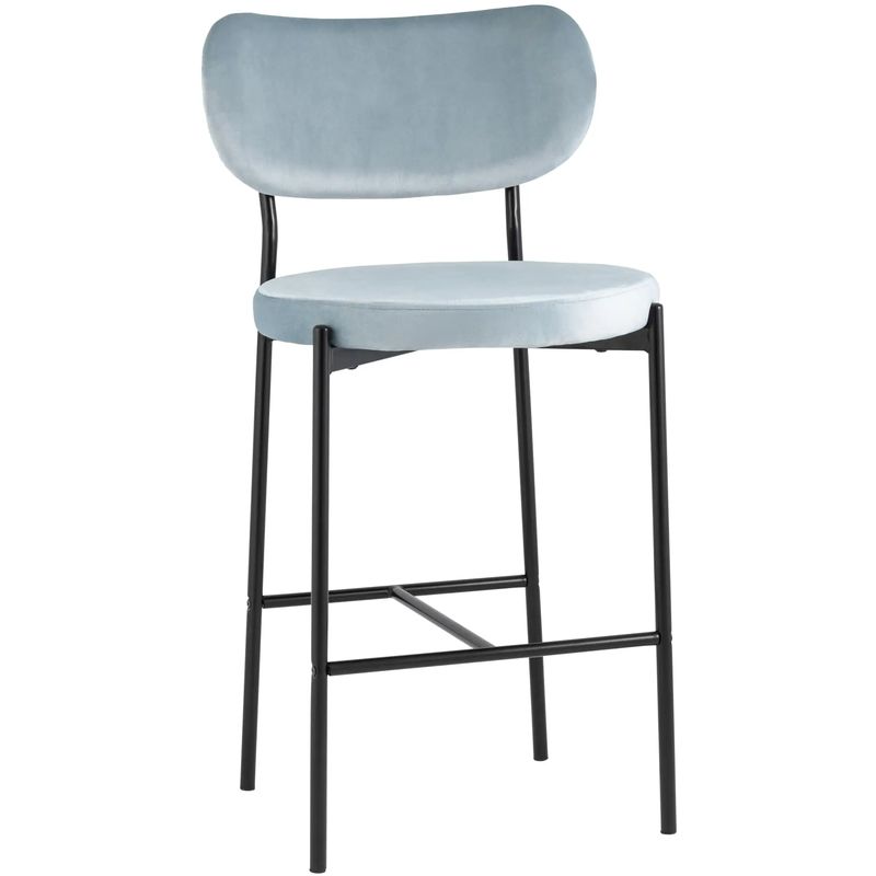 Барный Стул Alfie Chair Черные ножки Голубой Велюр Голубой Черный Барный Стул Alfie Chair Черные ножки Голубой Велюр Голубой Черный в Костроме | Loft Concept