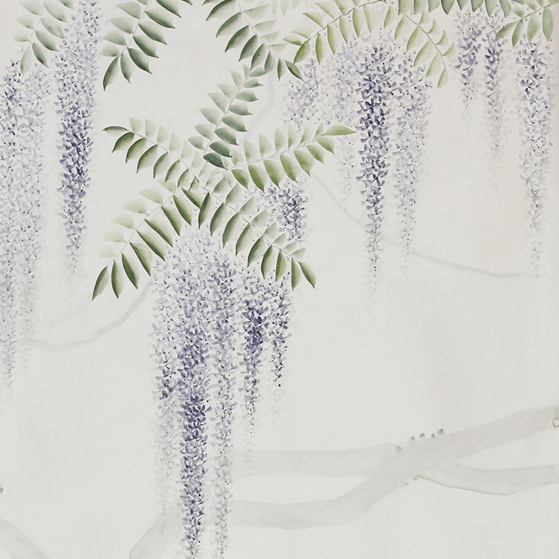 Обои в японском стиле Wisteria Lavender on Natural Mica metallic silk Обои в японском стиле Wisteria Lavender on Natural Mica metallic silk в Костроме | Loft Concept