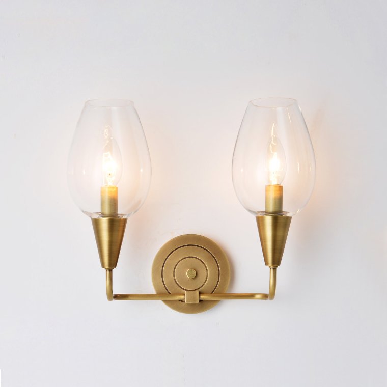 Бра VIOLA WALL Clear Lamp Double Латунь Прозрачное Стекло Бра VIOLA WALL Clear Lamp Double Латунь Прозрачное Стекло в Костроме | Loft Concept