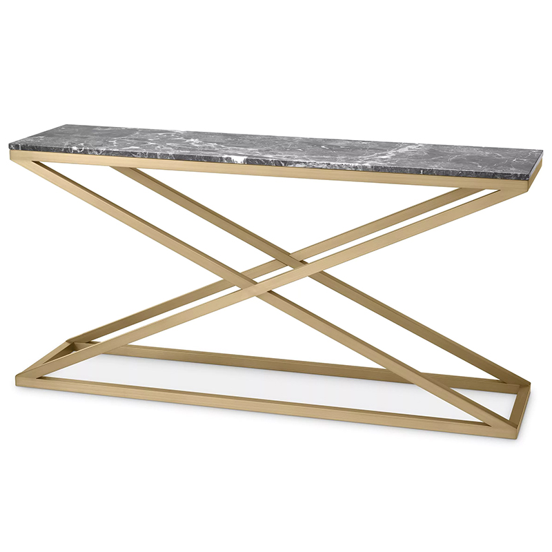 Консоль Eichholtz Console Table Criss Cross Латунь Серый Консоль Eichholtz Console Table Criss Cross Латунь Серый в Костроме | Loft Concept