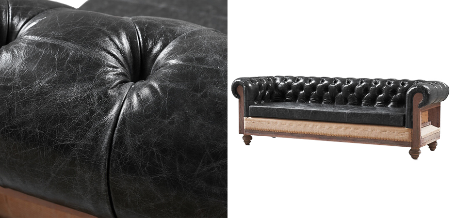 Диван Deconstructed Chesterfield Sofa triple Black leather Диван Deconstructed Chesterfield Sofa triple Black leather - Loft-Concept в Костроме
