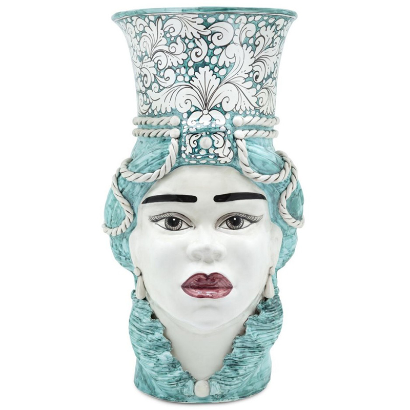 Ваза Vase Moro Lady Giant Ornate Malachite Бирюзовый Белый Ваза Vase Moro Lady Giant Ornate Malachite Бирюзовый Белый в Костроме | Loft Concept