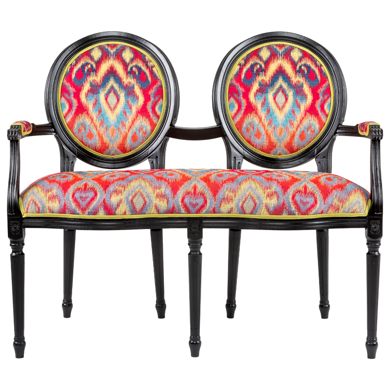 Диванетка Ikat Pattern Черная Черный Красный Мульти в Костроме | Loft Concept 