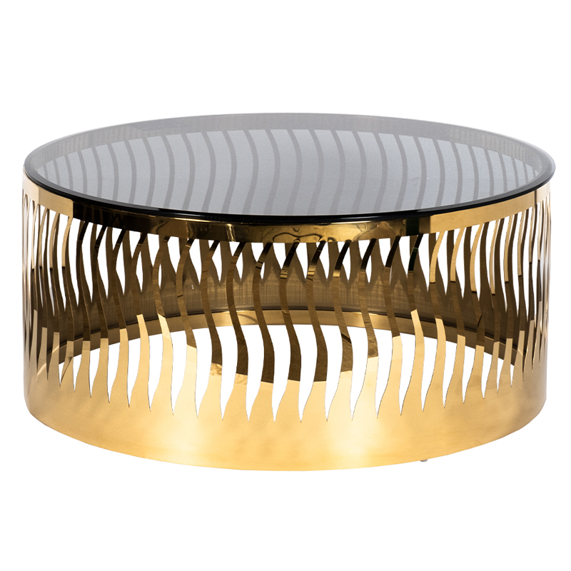 Кофейный стол Emerson Coffee Table Глянцевое золото Стекло Смок Кофейный стол Emerson Coffee Table Глянцевое золото Стекло Смок в Костроме | Loft Concept