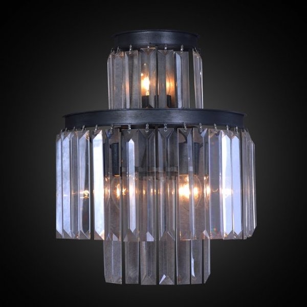 Бра RH 1920s Odeon Clear Glass Fringe Bra - 3 rings Черный Бра RH 1920s Odeon Clear Glass Fringe Bra - 3 rings Черный в Костроме | Loft Concept