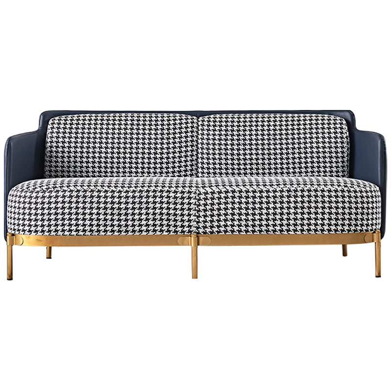Диван Pied de Poule Blue Sofa Черно-белый Синий Латунь Диван Pied de Poule Blue Sofa Черно-белый Синий Латунь в Костроме | Loft Concept