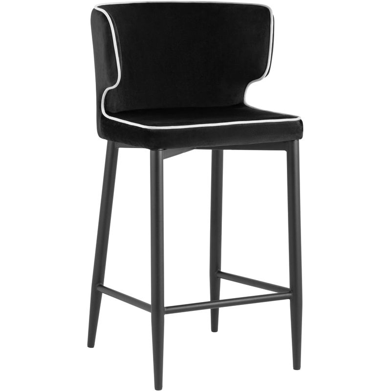 Стул Полубарный Chair посадка 65 см Черный Велюр с Белым кантом Черный Белый Стул Полубарный Chair посадка 65 см Черный Велюр с Белым кантом Черный Белый в Костроме | Loft Concept