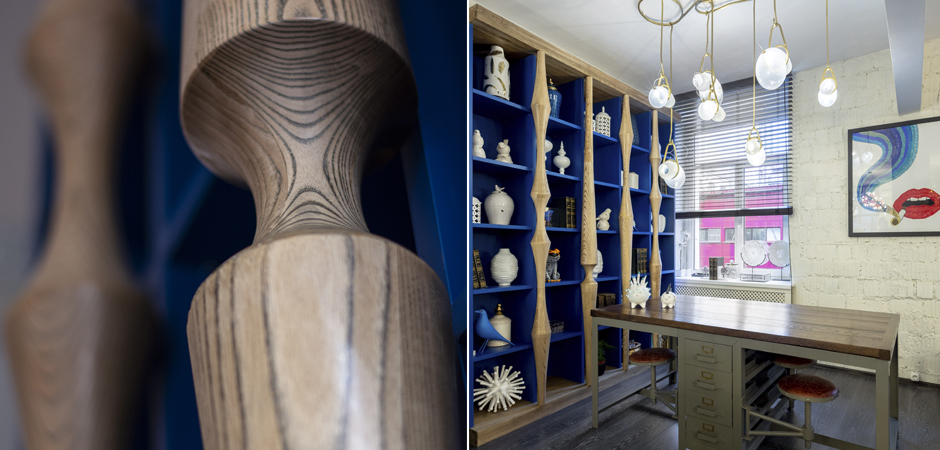 Стеллаж Oak Columns & Blue Стеллаж Oak Columns & Blue - Loft-Concept в Костроме