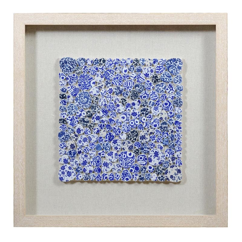 Панно Blue and White Mosaic square Белый Синий Бежевый Панно Blue and White Mosaic square Белый Синий Бежевый в Костроме | Loft Concept