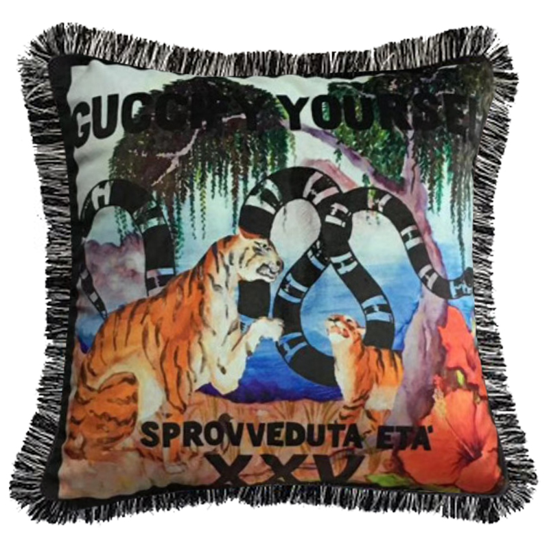 Декоративная подушка Cтиль Gucci Tigers Мульти Декоративная подушка Cтиль Gucci Tigers Мульти в Костроме | Loft Concept