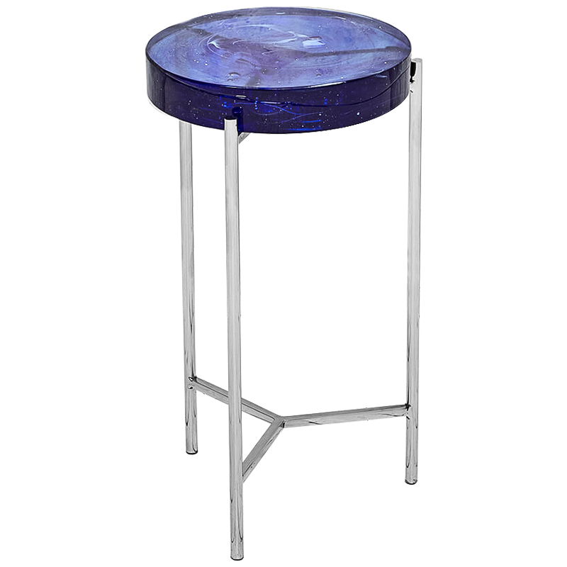 Приставной стол Blue Lollipop Side Table Синий Никель в Костроме | Loft Concept 