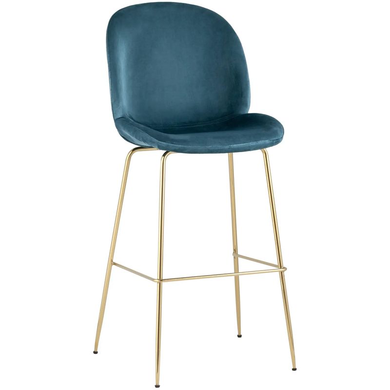 Барный Стул Синий Велюр Vendramin Chair Синий Золотой в Костроме | Loft Concept 