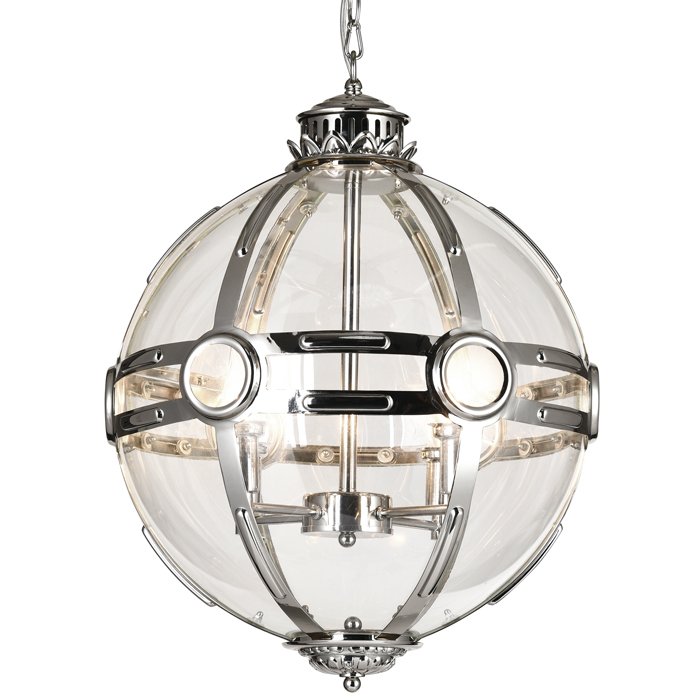 Люстра Eichholtz Lantern Hagerty Silver Прозрачное Стекло Хром Люстра Eichholtz Lantern Hagerty Silver Прозрачное Стекло Хром в Костроме | Loft Concept