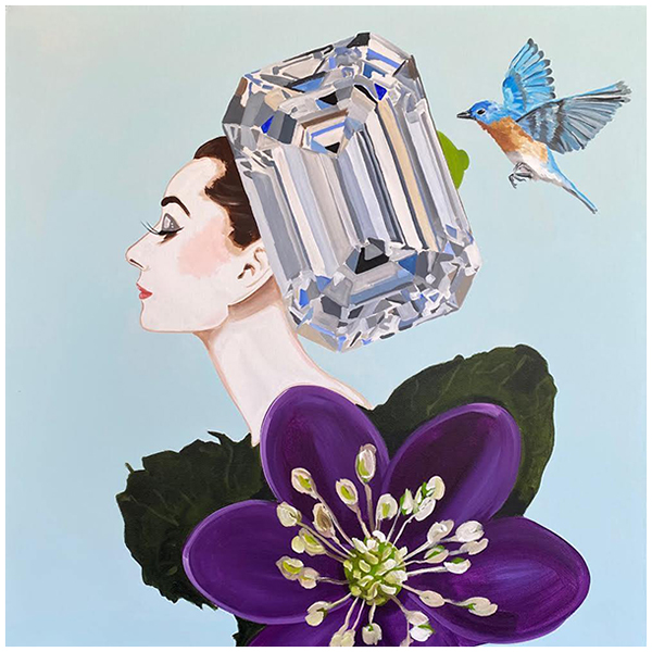 Картина Audrey with Diamond Headdress and Purple Blossoms Dress Мульти Картина Audrey with Diamond Headdress and Purple Blossoms Dress Мульти в Костроме | Loft Concept