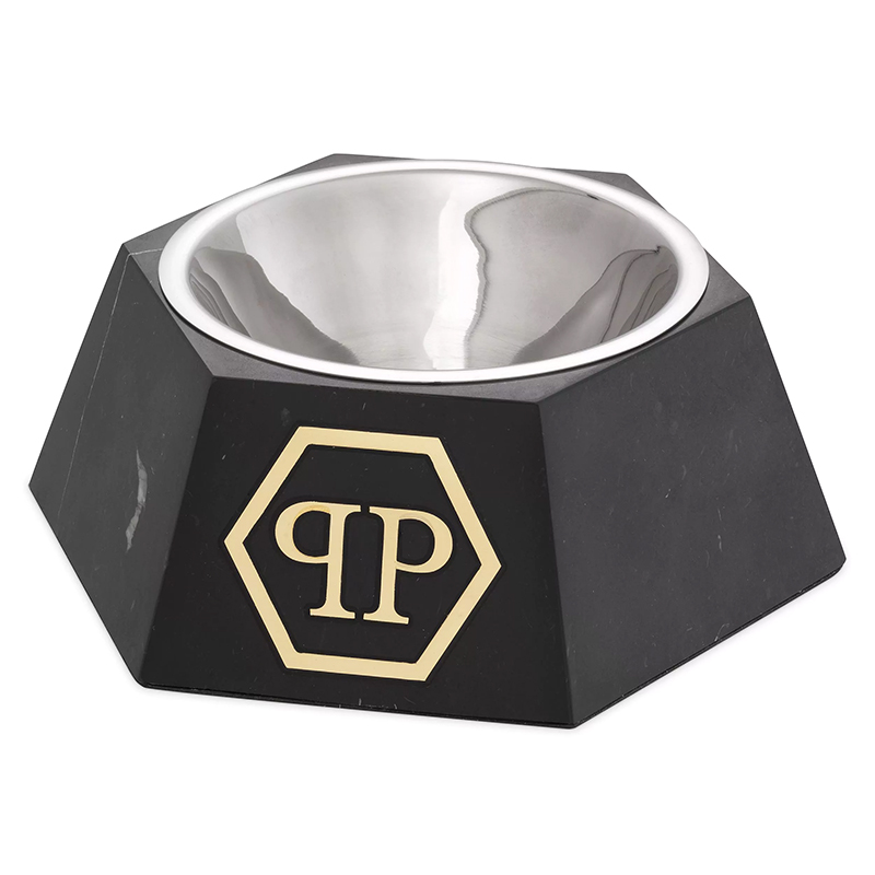 Миска для корма Philipp Plein Dog Food bowl Nice L Black Черный Мрамор Nero Сталь Золотой Миска для корма Philipp Plein Dog Food bowl Nice L Black Черный Мрамор Nero Сталь Золотой в Костроме | Loft Concept
