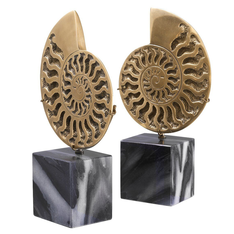 Статуэтки Eichholtz Object Ammonite Set of 2 Винтажная латунь Черный Мрамор Nero Статуэтки Eichholtz Object Ammonite Set of 2 Винтажная латунь Черный Мрамор Nero в Костроме | Loft Concept
