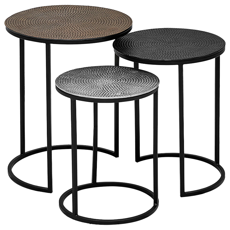 Набор приставных столиков Patrice side table Темная бронза винтаж Черный в Костроме | Loft Concept 
