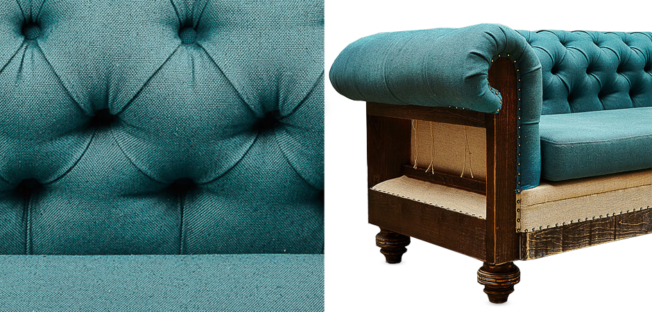 Диван Deconstructed Chesterfield Sofa triple turquoise Linen Диван Deconstructed Chesterfield Sofa triple turquoise Linen - Loft-Concept в Костроме