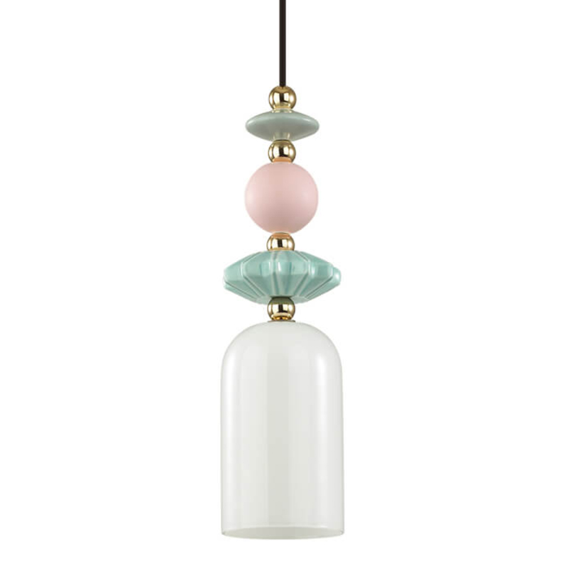 Подвесной светильник Iris hanging lamp candy Белое матовое стекло Розовый пастельный Зеленый Подвесной светильник Iris hanging lamp candy Белое матовое стекло Розовый пастельный Зеленый в Костроме | Loft Concept