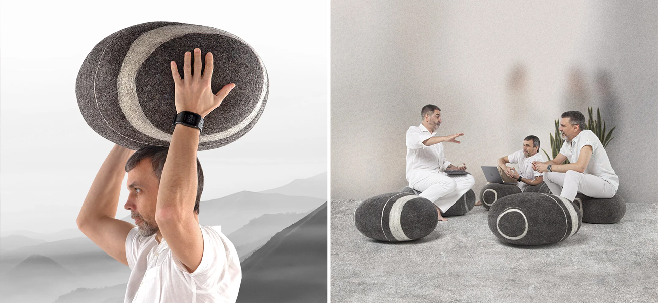 Набор Валяных Камней-Пуфов для переговорной офиса CONFERENCE SET - фото