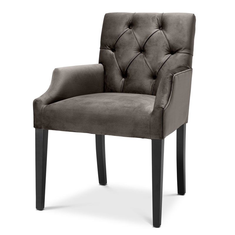 Стул Eichholtz DINING CHAIR ATENA WITH ARM dark Серый Черный Стул Eichholtz DINING CHAIR ATENA WITH ARM dark Серый Черный в Костроме | Loft Concept