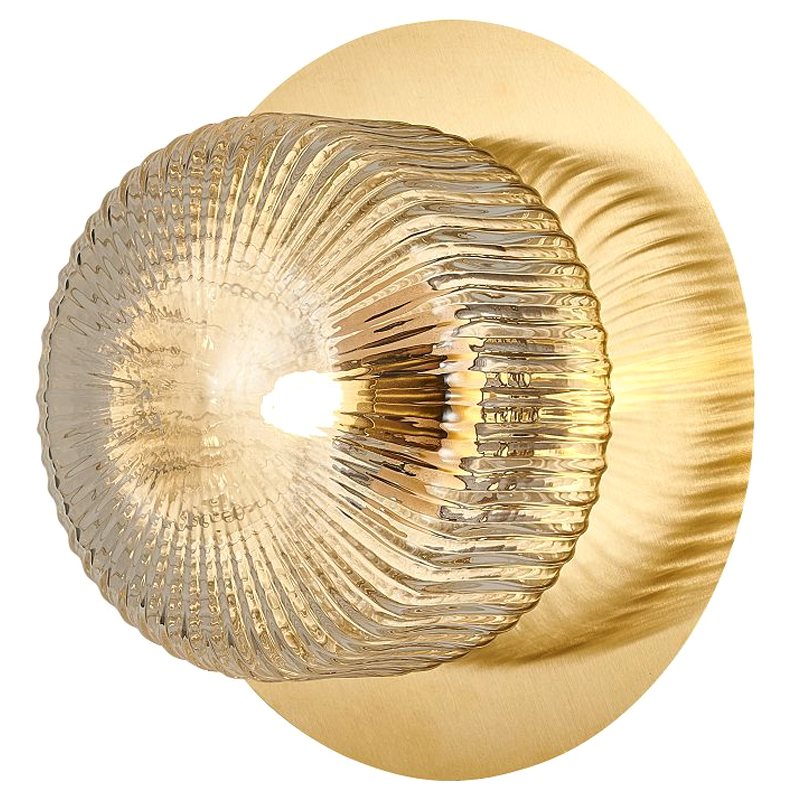 Бра с рельефным плафоном Blown Glass Латунь Прозрачный Бра с рельефным плафоном Blown Glass Латунь Прозрачный в Костроме | Loft Concept