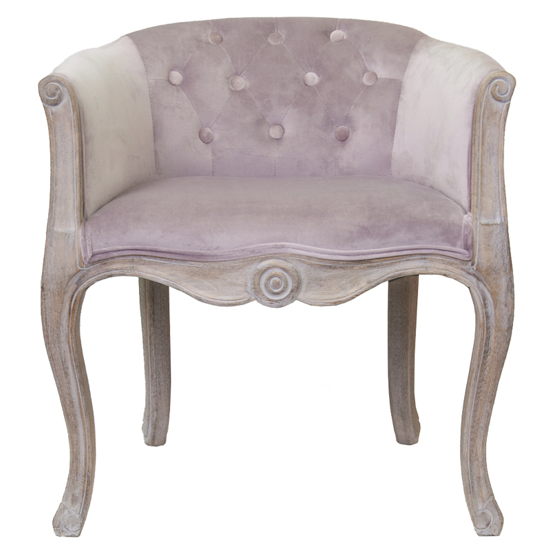 Кресло низкое в стиле прованс Розовый Велюр Louis French Armchair Розовый Серо-бежевый Кресло низкое в стиле прованс Розовый Велюр Louis French Armchair Розовый Серо-бежевый в Костроме | Loft Concept