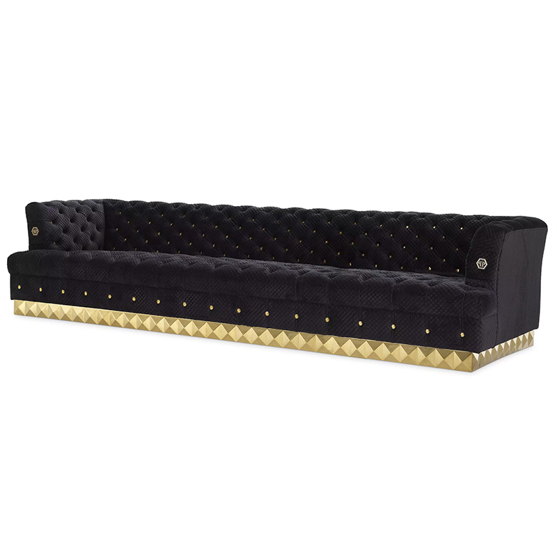Диван Philipp Plein Sofa Rockstud L Черный Золотой Диван Philipp Plein Sofa Rockstud L Черный Золотой в Костроме | Loft Concept