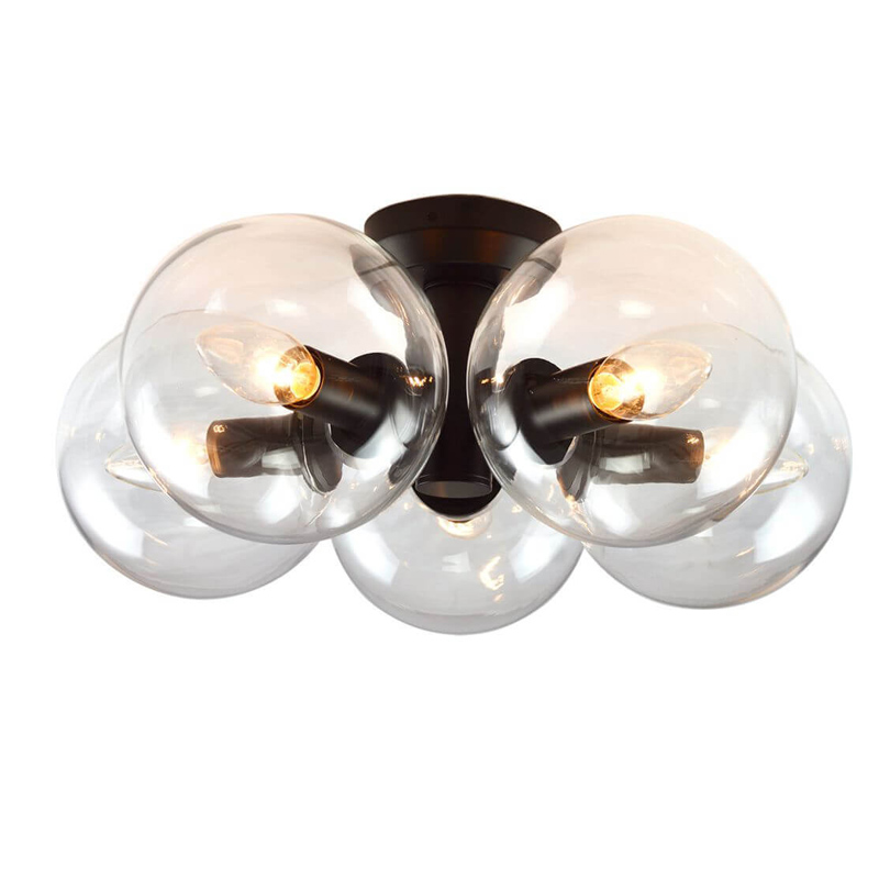 Потолочный светильник Modo 5 Globes Ceiling Lamp 41 Черный Прозрачное Стекло Потолочный светильник Modo 5 Globes Ceiling Lamp 41 Черный Прозрачное Стекло в Костроме | Loft Concept