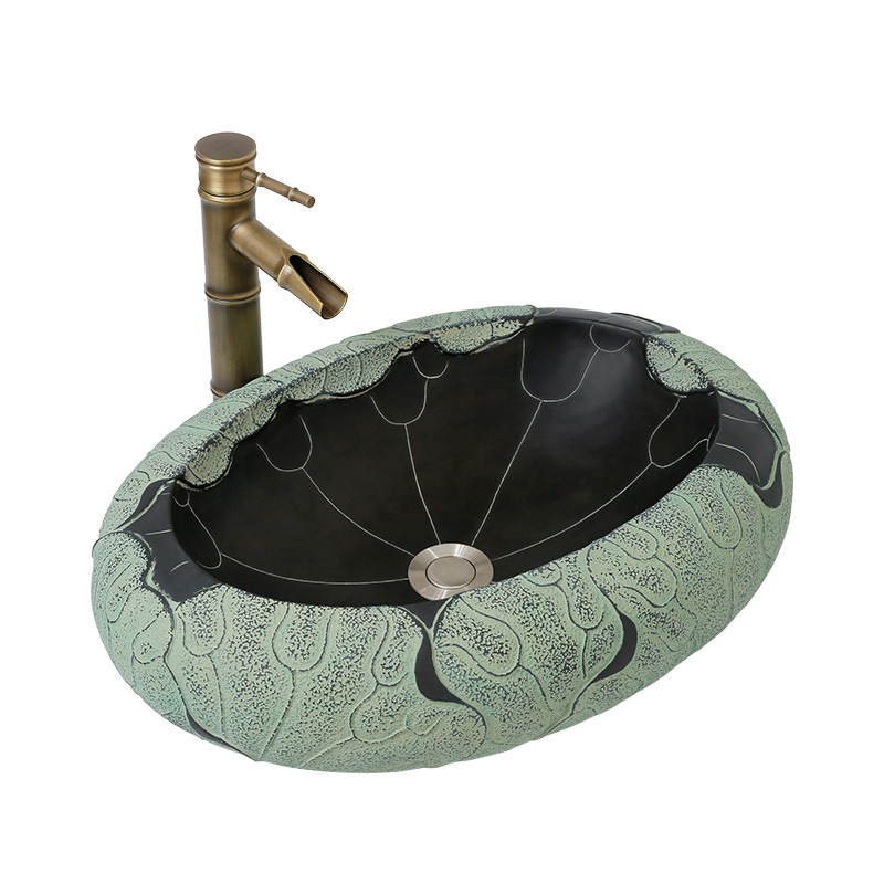 Раковина Lotus Leaf Oval Графит Зеленый шалфей Раковина Lotus Leaf Oval Графит Зеленый шалфей в Костроме | Loft Concept