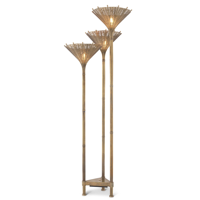 Торшер Eichholtz Floor Lamp Kon Tiki Triple Винтажная латунь Торшер Eichholtz Floor Lamp Kon Tiki Triple Винтажная латунь в Костроме | Loft Concept