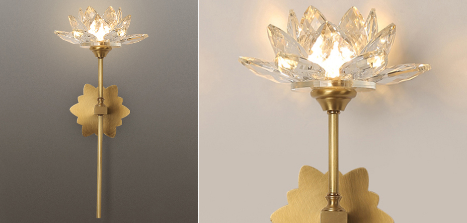 Настенный светильник Хрустальный Цветок Лотоса Lotus flower Wall Clear Glass C Настенный светильник Хрустальный Цветок Лотоса Lotus flower Wall Clear Glass C - Loft-Concept в Костроме