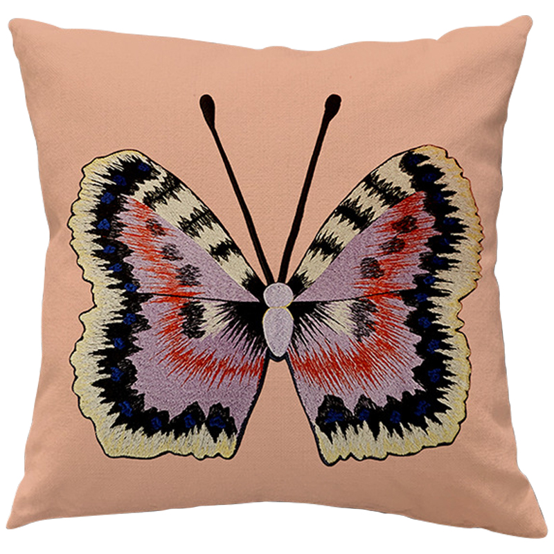 Декоративная подушка Стиль Gucci Butterfly Розовый пастельный Желтый Сиреневый Черный Декоративная подушка Стиль Gucci Butterfly Розовый пастельный Желтый Сиреневый Черный в Костроме | Loft Concept