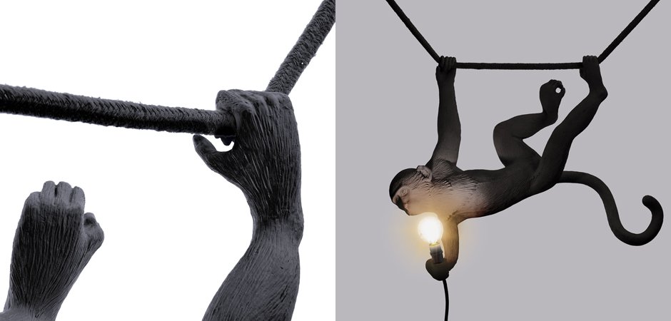 Подвесной светильник Seletti The Monkey Lamp Swing Black Подвесной светильник Seletti The Monkey Lamp Swing Black - Loft-Concept в Костроме