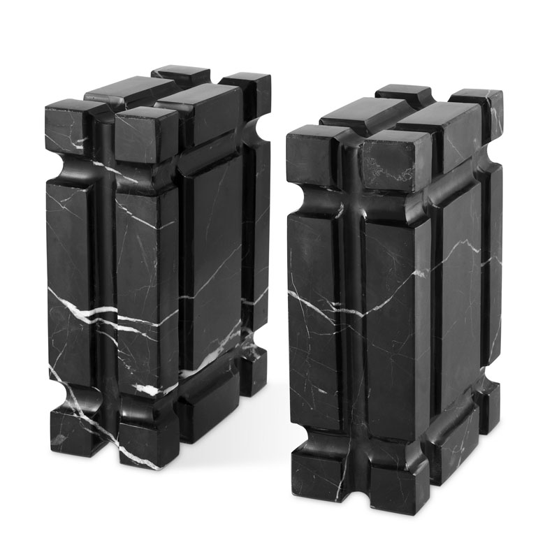 Держатель для книг Eichholtz BOOKEND LINEA SET OF 2 Черный Мрамор Nero Держатель для книг Eichholtz BOOKEND LINEA SET OF 2 Черный Мрамор Nero в Костроме | Loft Concept