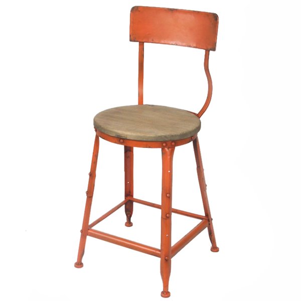 Барный стул Industrial Barstool Vintage Orange Оранжевый Коричневый Барный стул Industrial Barstool Vintage Orange Оранжевый Коричневый в Костроме | Loft Concept