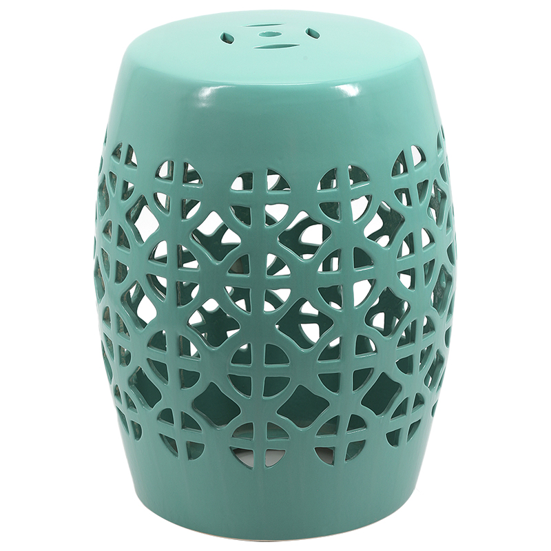 Керамический табурет Geometric Circles Garden Stool - Light Blue Бирюзовый Керамический табурет Geometric Circles Garden Stool - Light Blue Бирюзовый в Костроме | Loft Concept