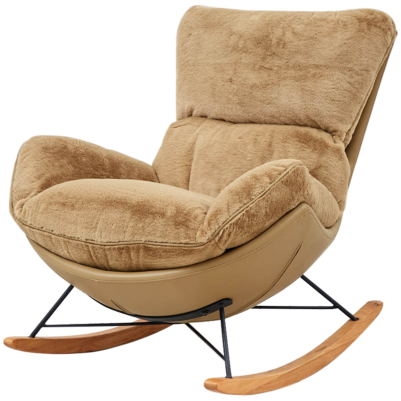 Кресло-качалка Kenneth Rocking Chair Коричневый Бежевый Древесина Кресло-качалка Kenneth Rocking Chair Коричневый Бежевый Древесина в Костроме | Loft Concept