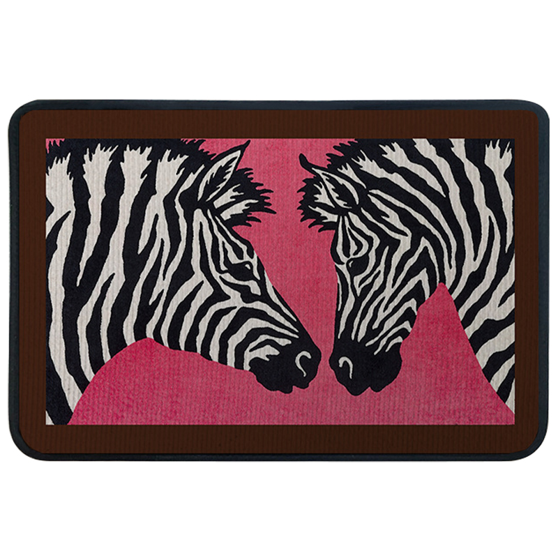 Ковер для прихожей и ванной Hermes Zebra Twins Rug Розовый Черно-белый Ковер для прихожей и ванной Hermes Zebra Twins Rug Розовый Черно-белый в Костроме | Loft Concept