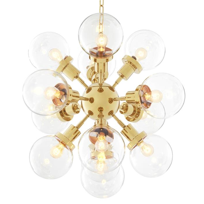 Люстра Chandelier Ludlow Gold Глянцевое золото Прозрачное Стекло Люстра Chandelier Ludlow Gold Глянцевое золото Прозрачное Стекло в Костроме | Loft Concept