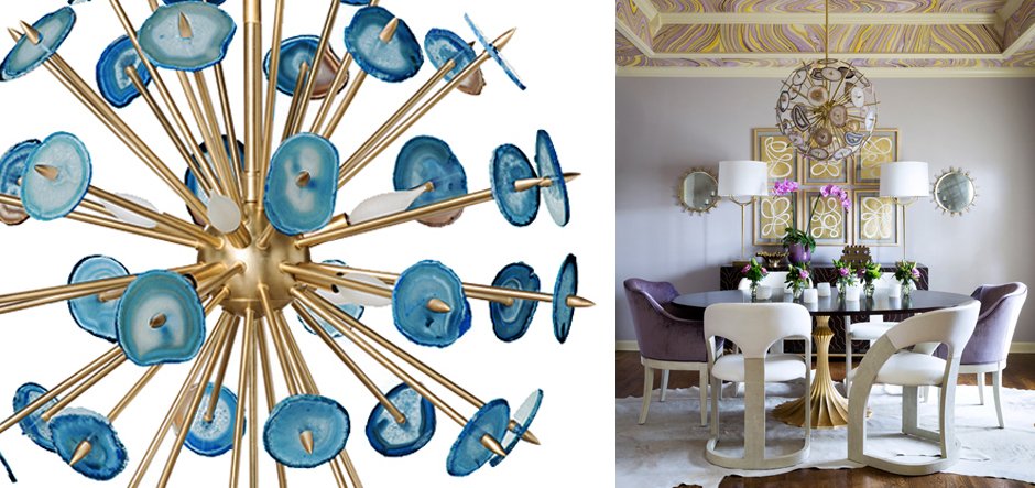 Люстра Agate Burst Chandelier BLUE с синими агатами Люстра Agate Burst Chandelier BLUE с синими агатами - Loft-Concept в Костроме