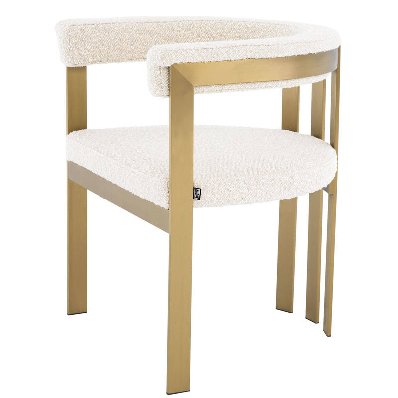 Стул Eichholtz Dining Chair Clubhouse boucle cream Кремовый Латунь Стул Eichholtz Dining Chair Clubhouse boucle cream Кремовый Латунь в Костроме | Loft Concept