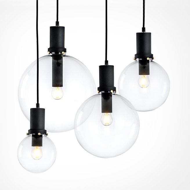 Подвесной светильник Glass Globe Black Прозрачное Стекло Черный Подвесной светильник Glass Globe Black Прозрачное Стекло Черный в Костроме | Loft Concept