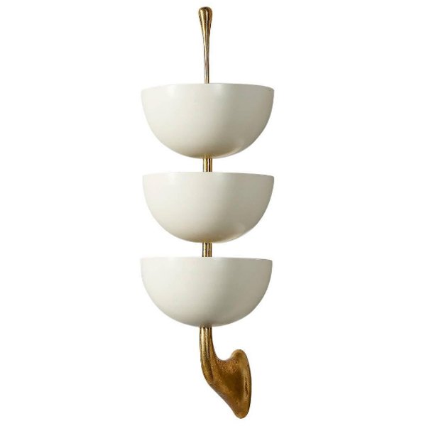 Бра Stilnovo Rare Pair of Stamped Sconces Белый Золотой Бра Stilnovo Rare Pair of Stamped Sconces Белый Золотой в Костроме | Loft Concept